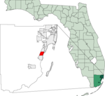 Map of Florida highlighting Palmetto Bay